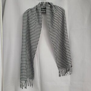 Cashmere 12"x63" Black White Hounds Tooth Scarf